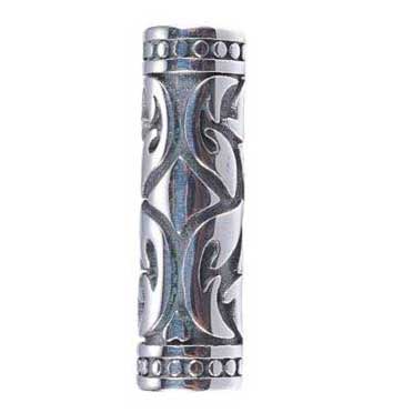 Antique Silver 304 Ornate Stainless Steel Tube Bead/Charm (1 Pack)