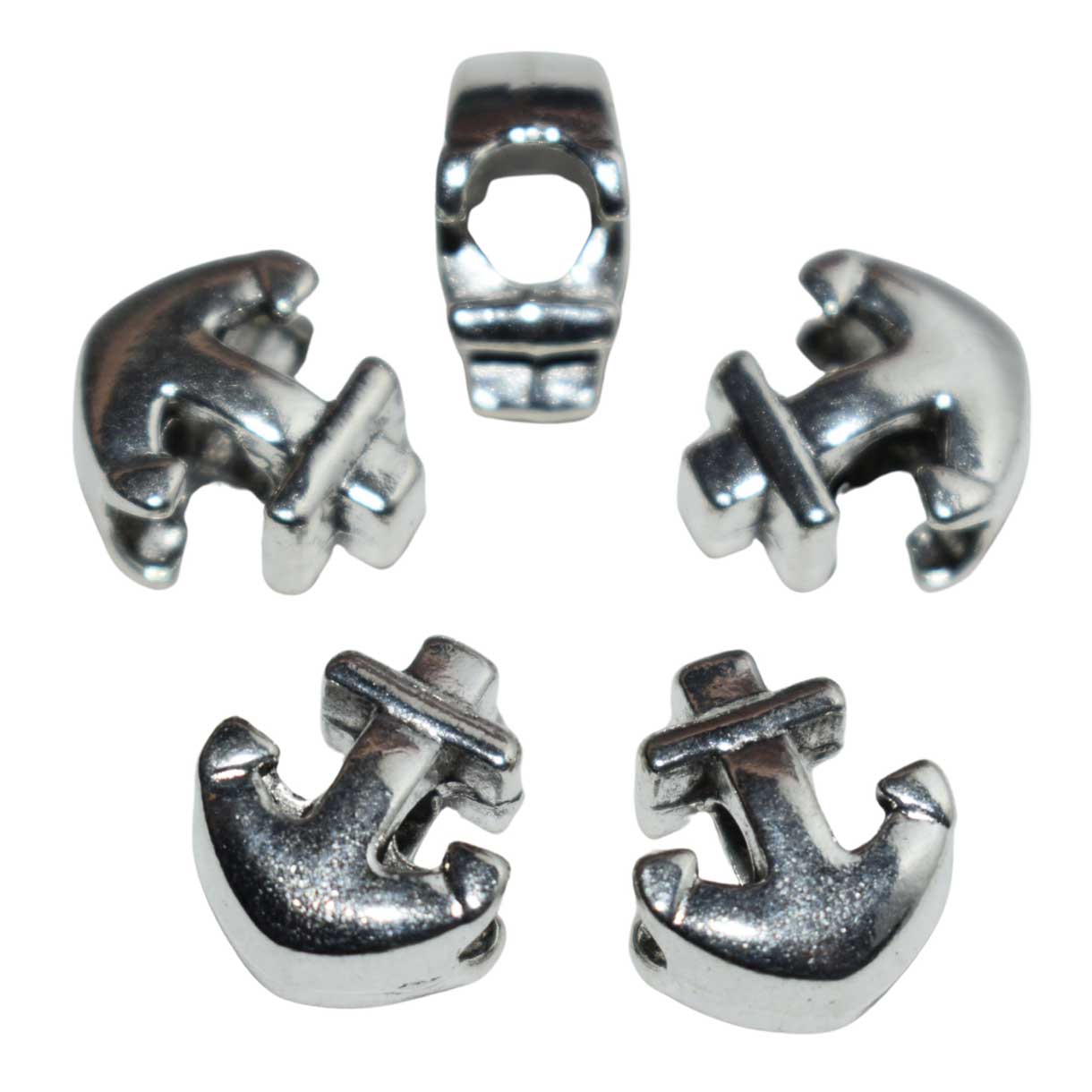 Antique Silver Anchor Alloy Bead/Charm (10 Pack)