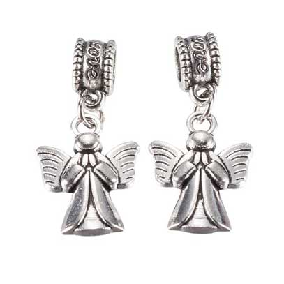 Antique Silver Angel Alloy Pendant/Dangle Charm (10 Pack)