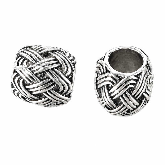 Antique Silver Woven Drum Alloy Bead/Charm (10 Pack) 280-