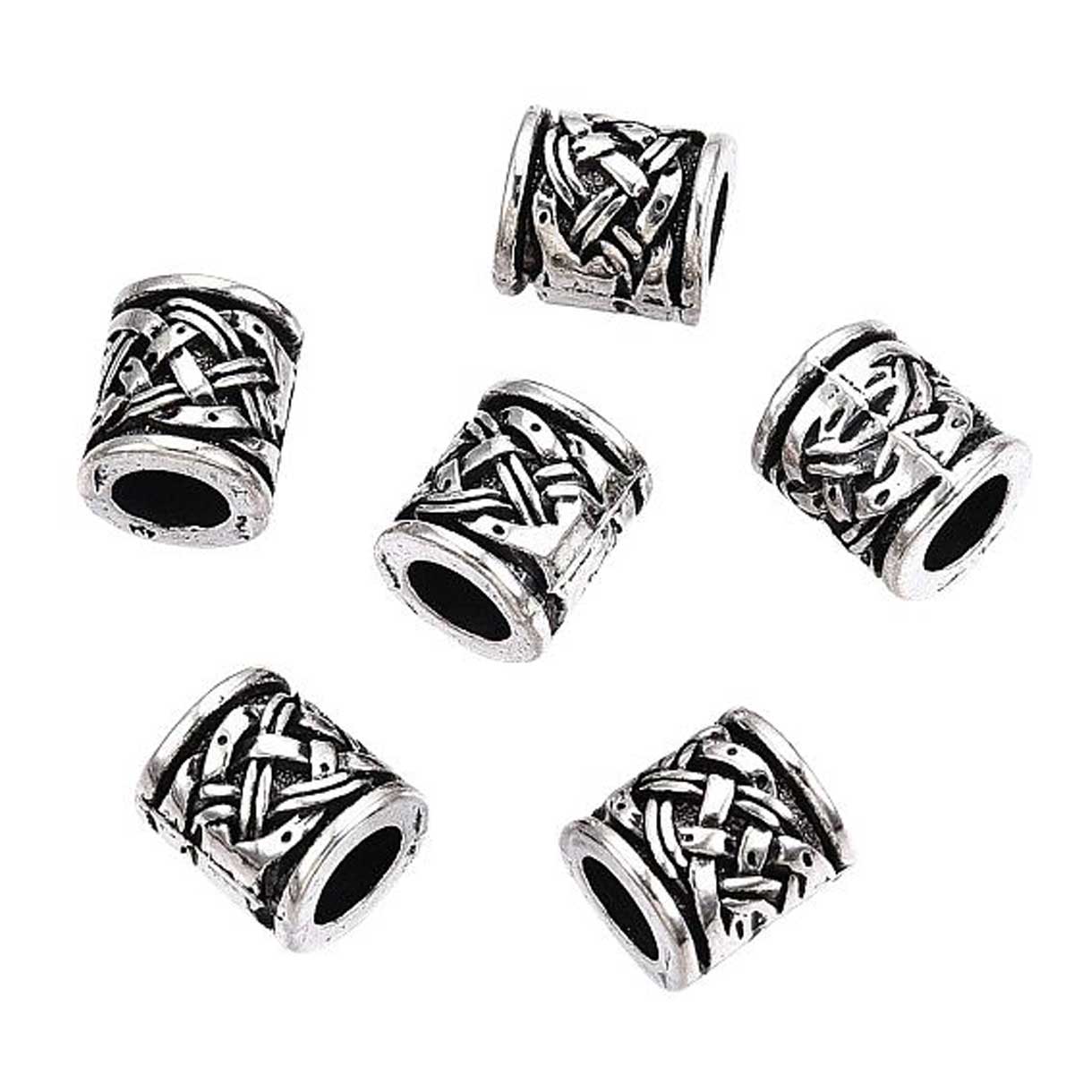 Antique Silver Column Alloy Bead/Charm (10 pack)