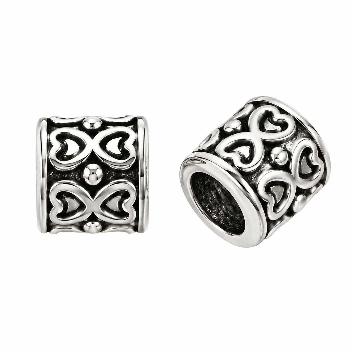 Antique Silver Column Butterfly/Heart Alloy Bead/Charm (10 Pack) 280-