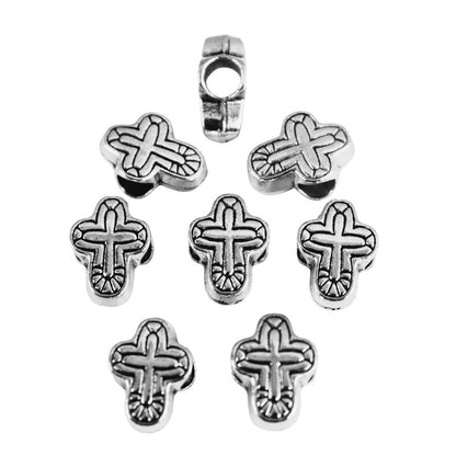 Antique Silver Cross Alloy Bead/Charm (10 Pack) 280-