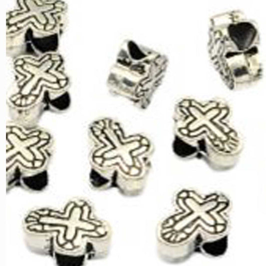 Antique Silver Cross Alloy Bead/Charm (10 pack)