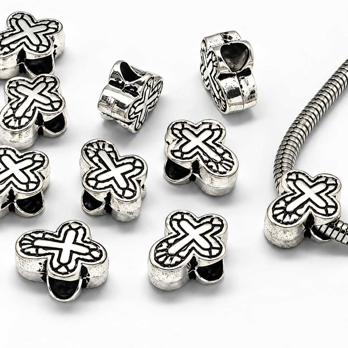 Antique Silver Cross Alloy Bead/Charm (10 pack) 280-