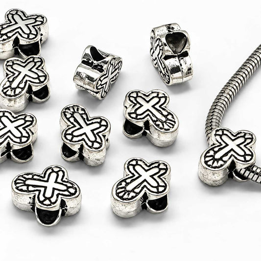Antique Silver Cross Alloy Bead/Charm (10 pack) 280-