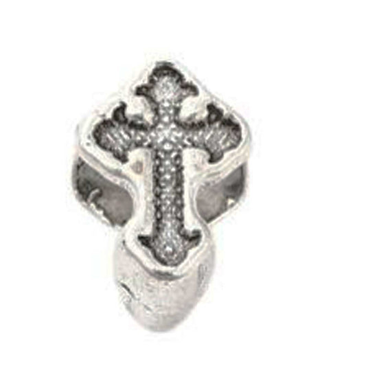 Antique Silver Cross Alloy Bead/Charm (25 pack)