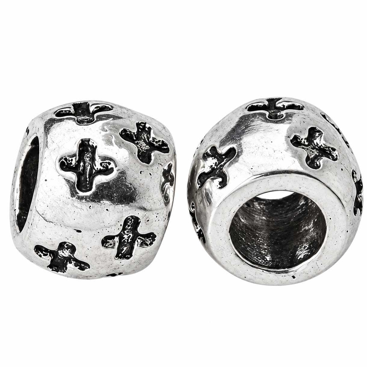 Antique Silver Crosses Round Alloy Bead/Charm (10 Pack) 280-