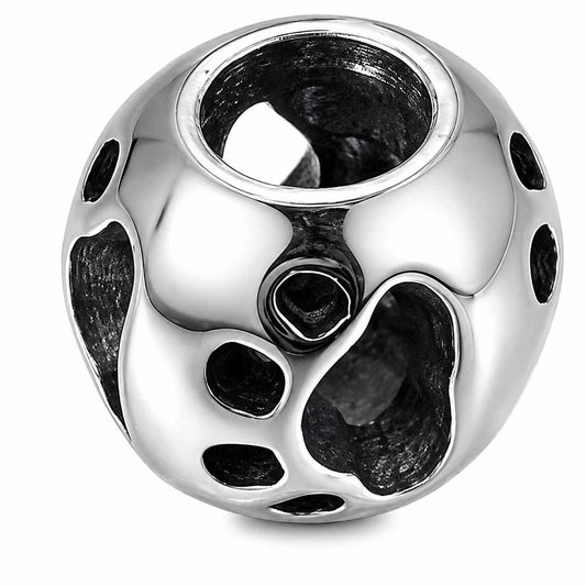 Antique Silver Dog Paw Round 304 Stainless Steel Bead/Charm El Wood Braiding Co