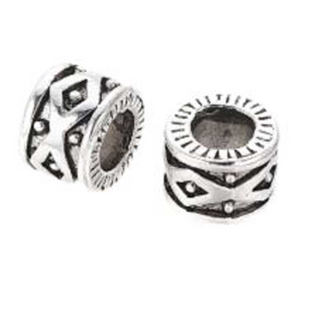 Antique Silver Dot and Diamond Bead/Charm (10 pack)