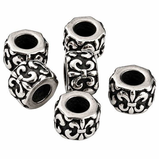 Antique Silver Fleur De Lis (Scout / Lily) 304 Stainless Steel Bead (2 Pack) Two Single Beads 280-