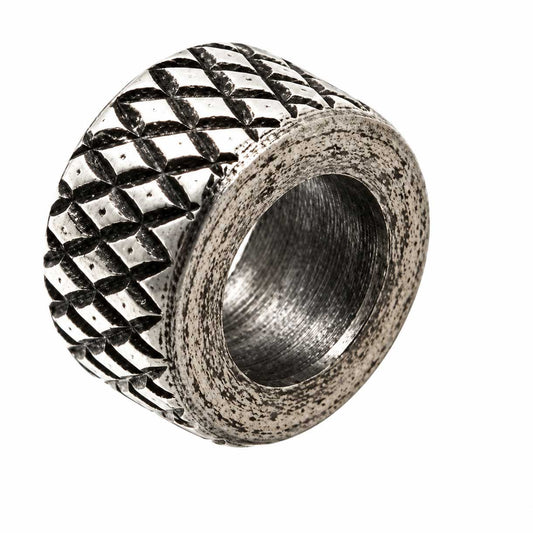 Antique Silver Grid Metal Beads 304 Stainless Steel (2 Pack) 280-