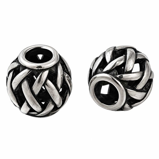 Antique Silver Hash/X's Hollow Round 304 Stainless Steel Bead/Charm (2 Pack) 280-