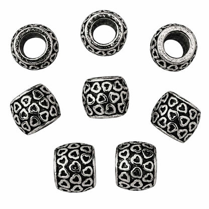 Antique Silver Heart Drum Alloy Bead/Charm (10 Pack) 280-