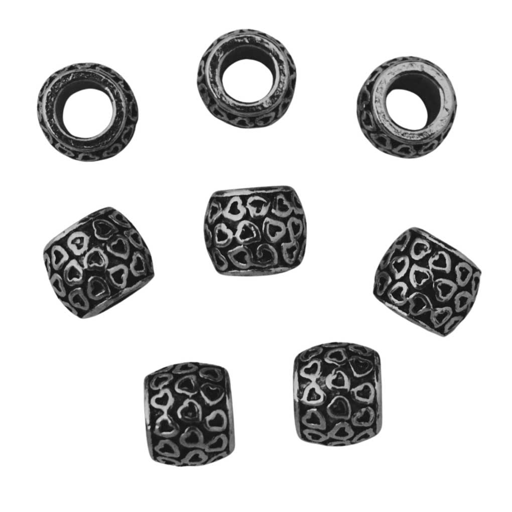 Antique Silver Heart Drum Alloy Bead/Charm (10 Pack) 280-