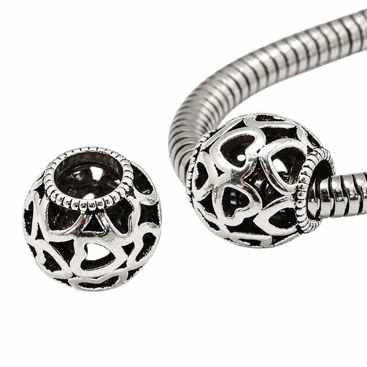 Antique Silver Hollow Hearts Metal Beads (10 Pack) 280-
