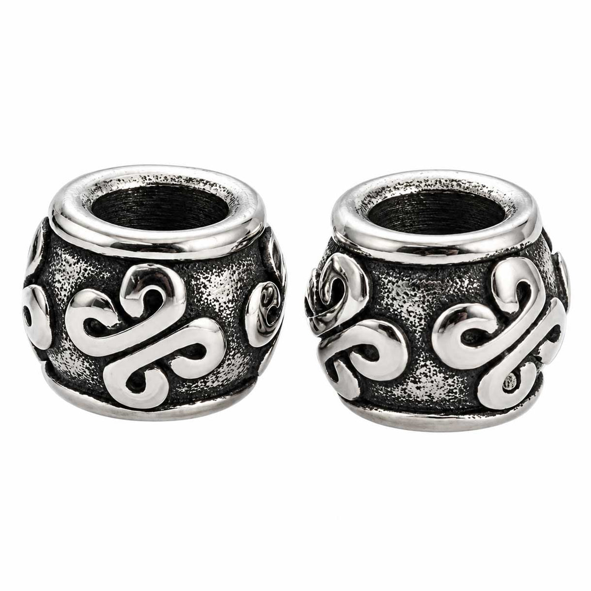 Antique Silver Knotted Barrel Metal Beads 304 Stainless Steel (2 Pack) 280-