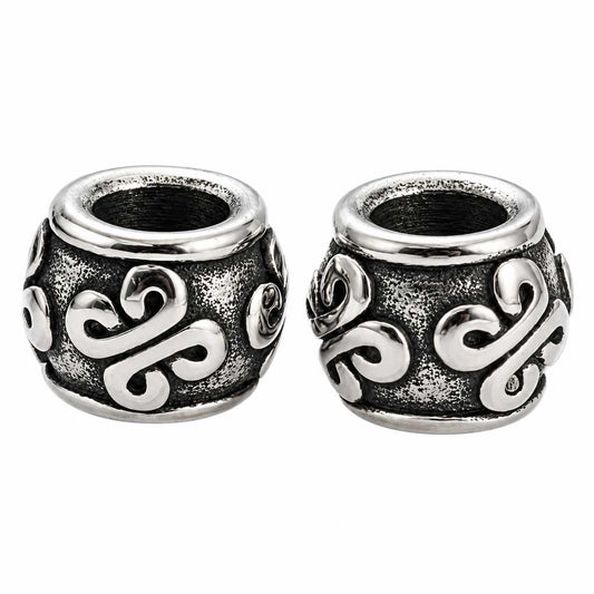 Antique Silver Knotted Barrel Metal Beads 304 Stainless Steel (2 Pack) 280-
