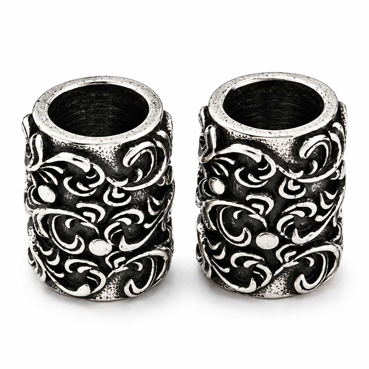 Antique Silver Ornate Floral Brass Bead/Charm (2 Pack)