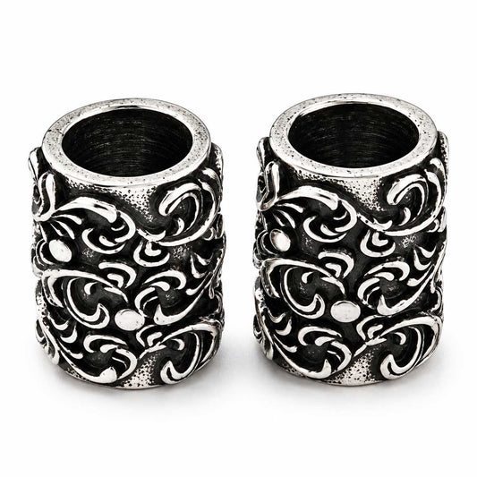 Antique Silver Ornate Floral Brass Bead/Charm (2 Pack) 280-