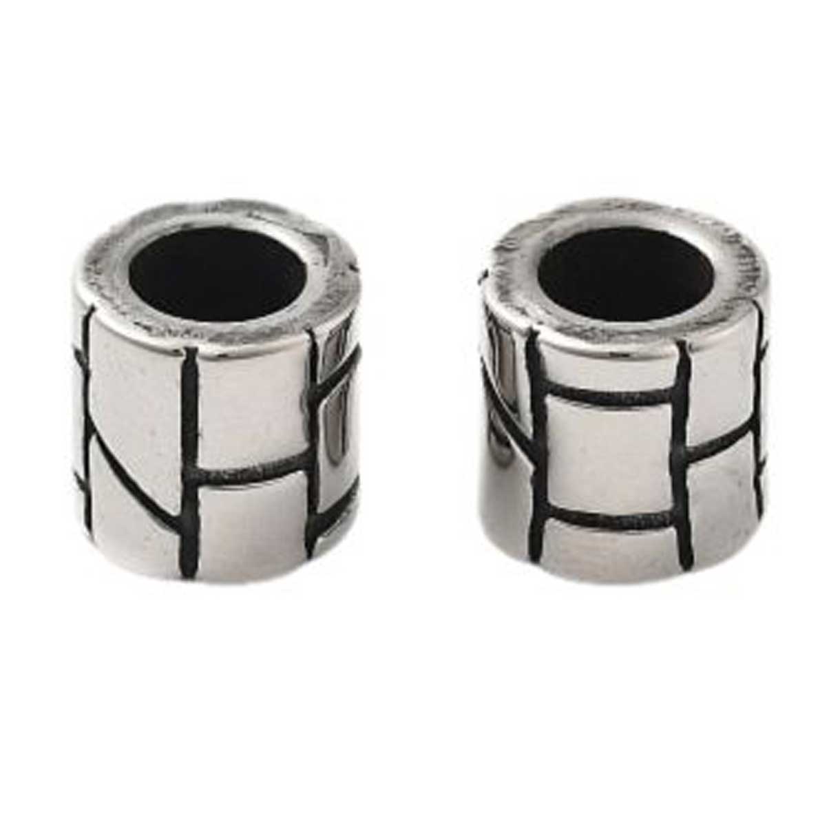 Antique Silver Pavers Metal Beads (2 Pack) 304 Stainless Steel