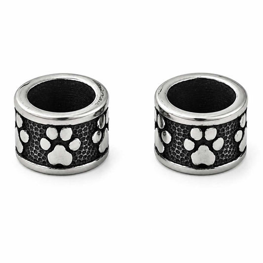 Antique Silver Paw Print 304 Stainless Steel Bead/Charm El Wood Braiding Co