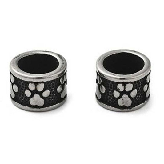 Antique Silver Paw Print 304 Stainless Steel Bead/Charm (2 pack)