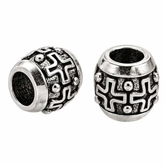 Antique Silver Plated Cross Barrel Alloy Bead/Charm (5 Pack) 280-