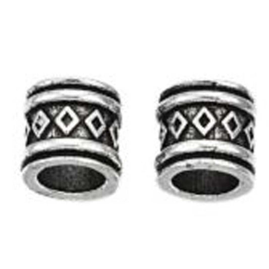 Antique Silver Plated Diamonds Column Alloy Bead/Charm (5 pack)