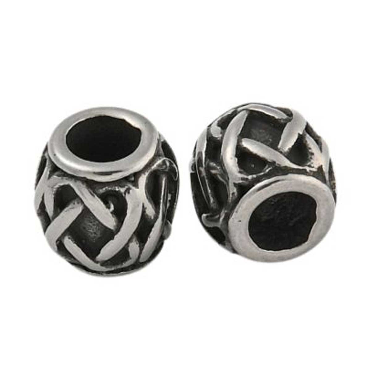 Antique Silver Retro Weave Metal Beads (2 Pack) 304 Stainless Steel