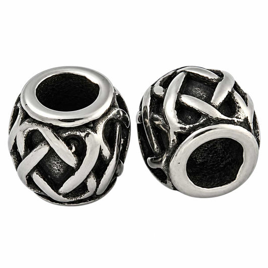 Antique Silver Retro Weave Metal Beads 304 Stainless Steel (10 Pack) 280-