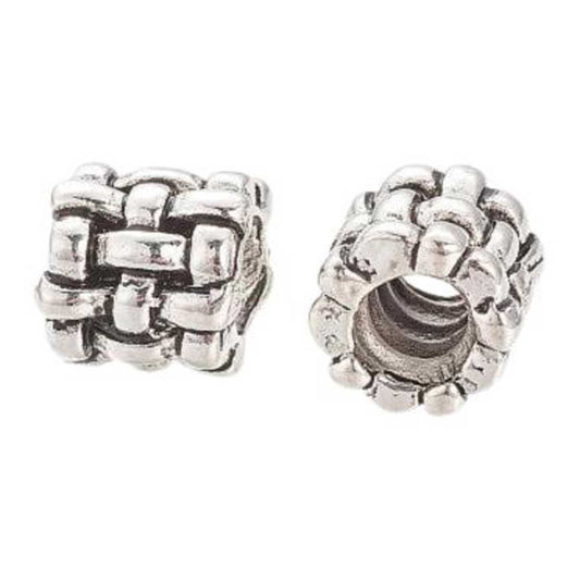 Antique Silver Simple Weave Metal Beads (10 Pack)