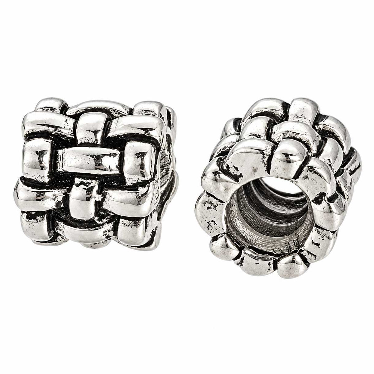 Antique Silver Simple Weave Metal Beads (10 Pack) 280-