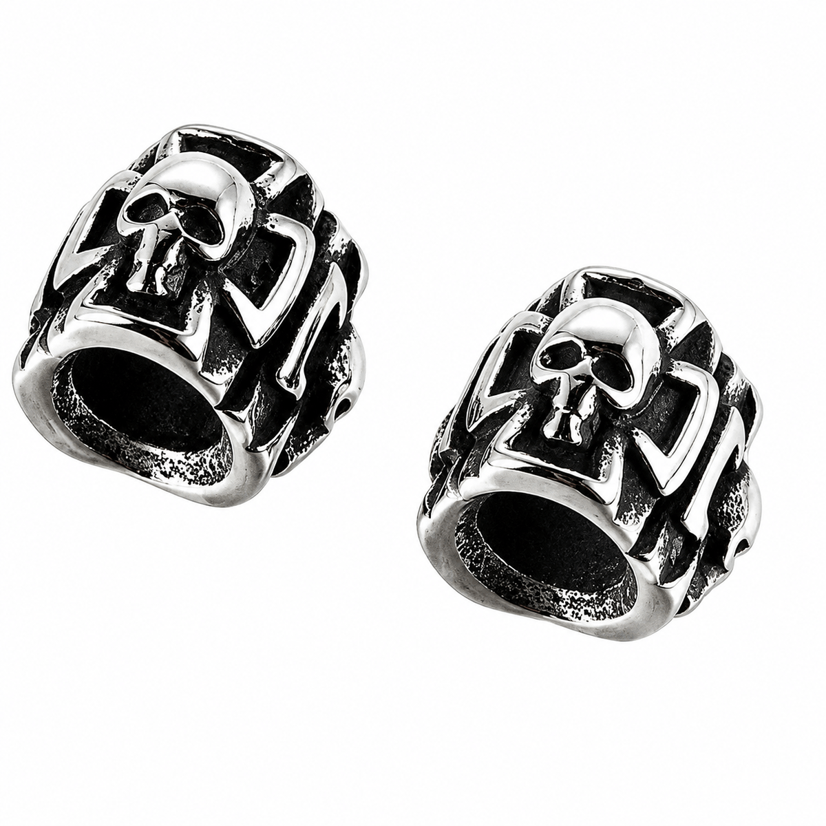 Antique Silver Skull and Cross 304 Stainless Steel Bead/Charm (2 Pack) 280-