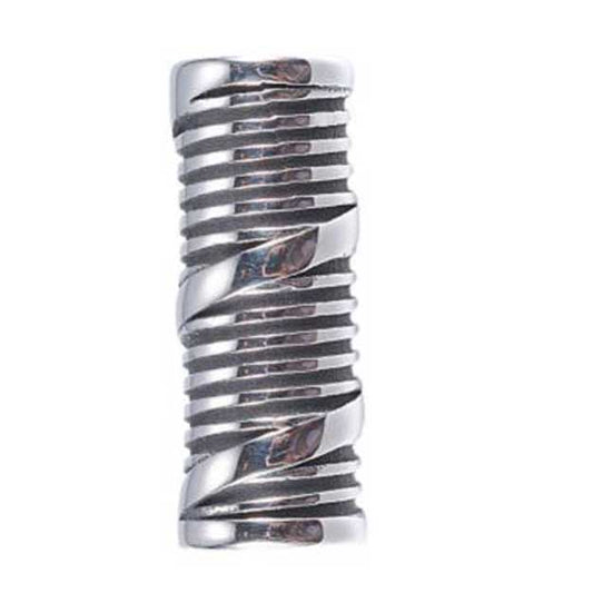 Antique Silver Smooth Spiral Banded Grooves 304 Stainless Steel Column Bead/Charm (1 Pack)