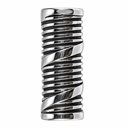 Antique Silver Smooth Spiral Banded Grooves 304 Stainless Steel Column Bead/Charm (1 Pack) 280-