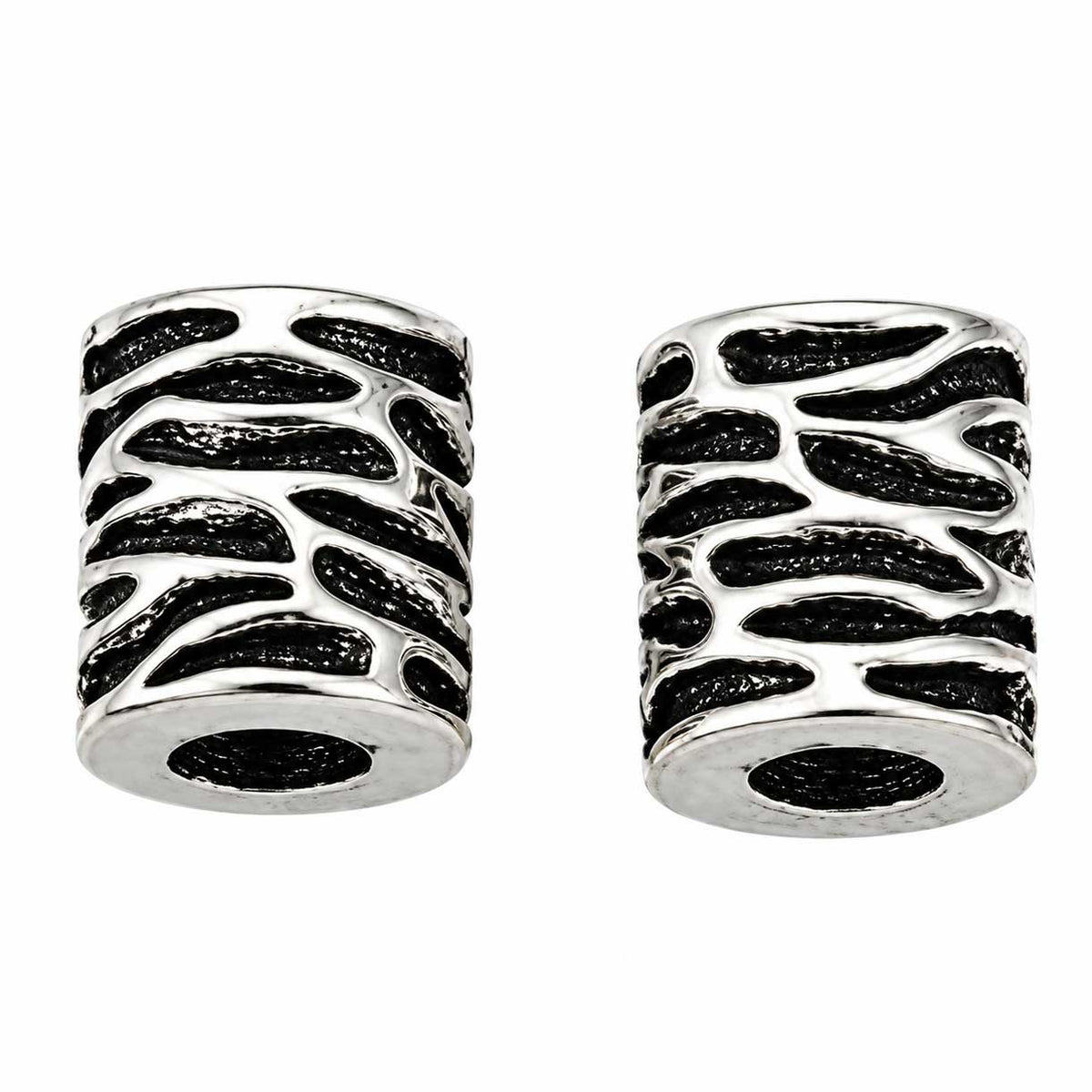 Antique Silver Smooth Stone Stack Column Alloy Bead/Charm (10 Pack)