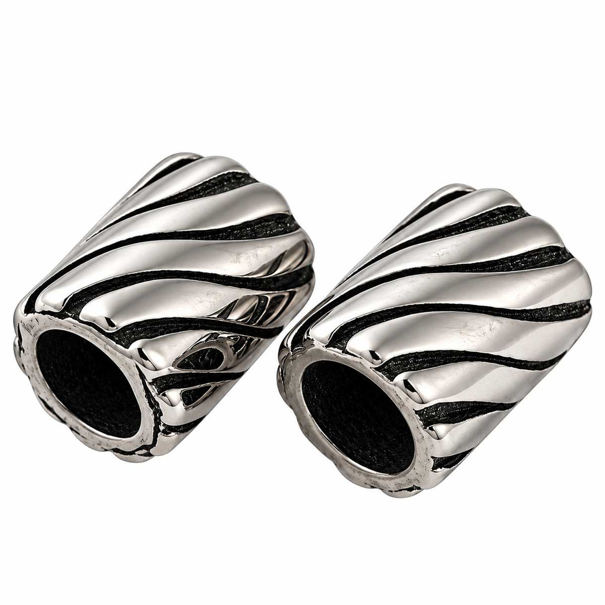 Antique Silver Wide Swirl 304 Stainless Steel Bead (2 Pack)