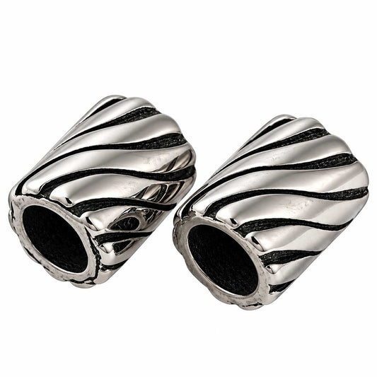 Antique Silver Wide Swirl 304 Stainless Steel Bead (2 Pack) 280-