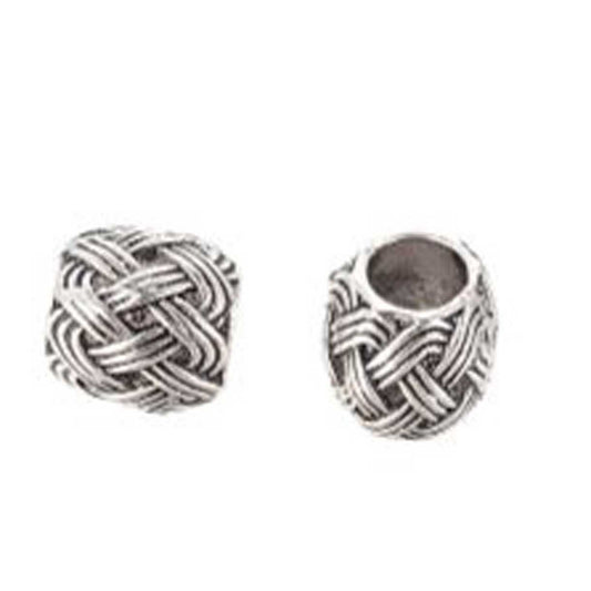 Antique Silver Woven Drum Alloy Bead/Charm (10 pack)