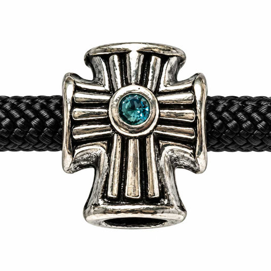 Antiqued Cross with Blue Stone (5 Pack)