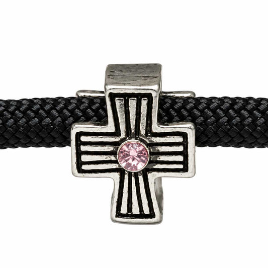 Antiqued Cross with Pink Stone (5 Pack) China