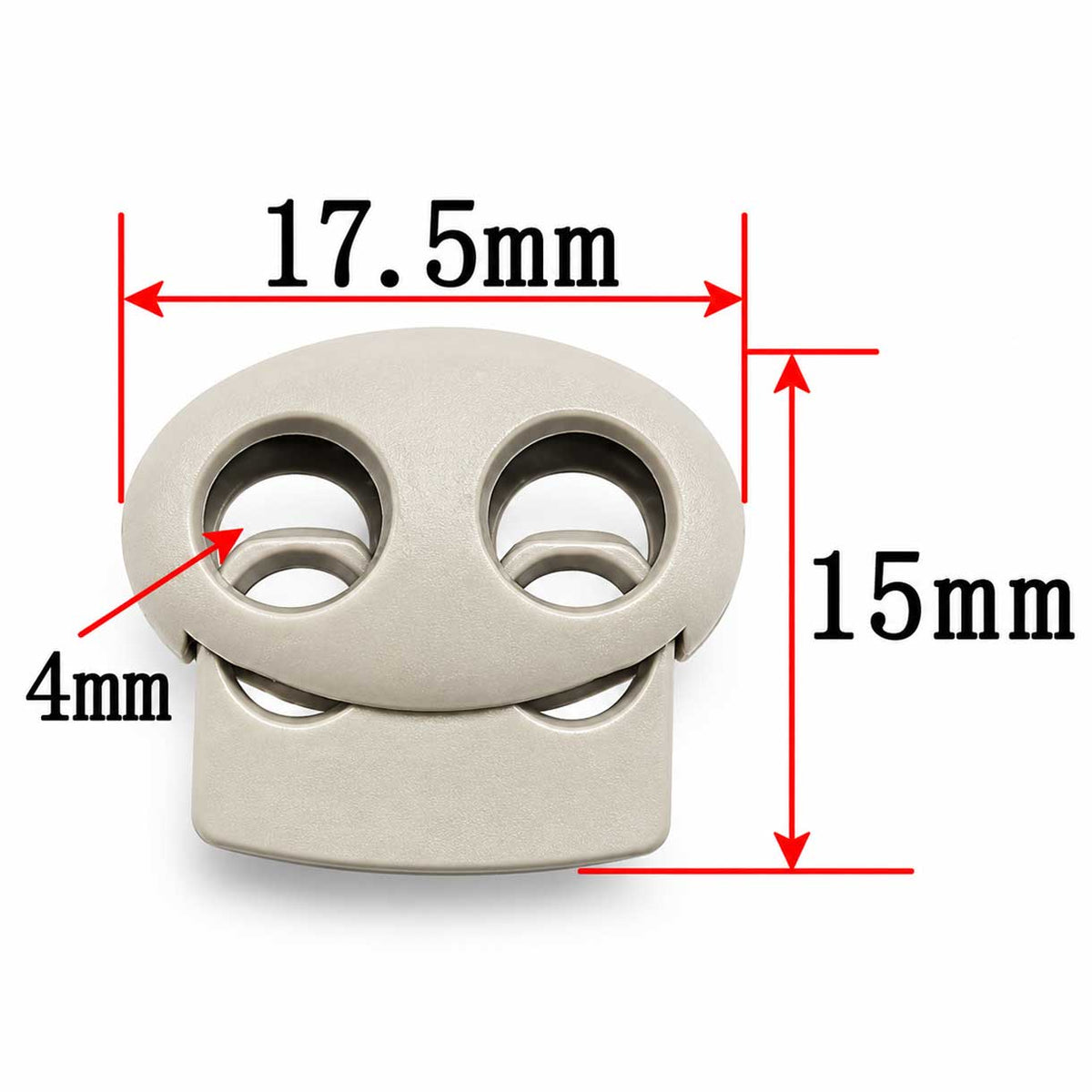 Beige Zinc Alloy Oval Two Hole Cord Lock/Stop (5 Pack) paracordwholesale