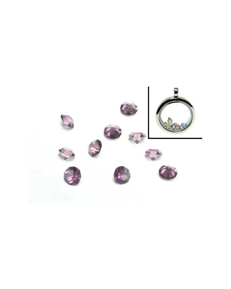 Birthstone Floating Charms Purple (10 Pack)  China