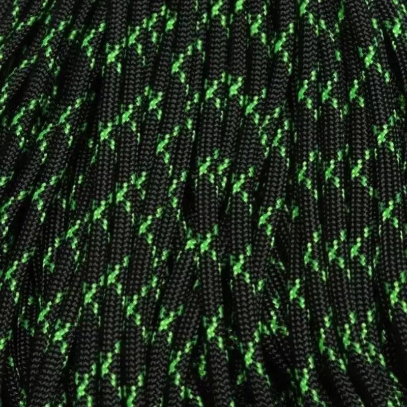 Black w/ Neon Green X 550 Paracord Made in the USA (100 FT.)  163- nylon/nylon paracord