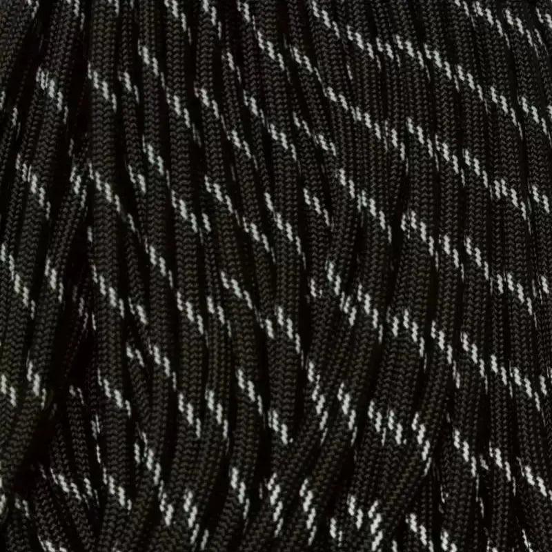 Black with 3 Reflective Tracers 550 Paracord Made in the USA  163- nylon/nylon paracord