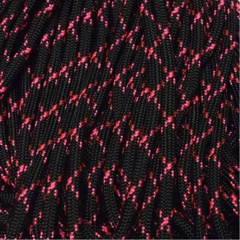 Black with Neon Pink X 550 Paracord Made in the USA (100 FT.)  163- nylon/nylon paracord