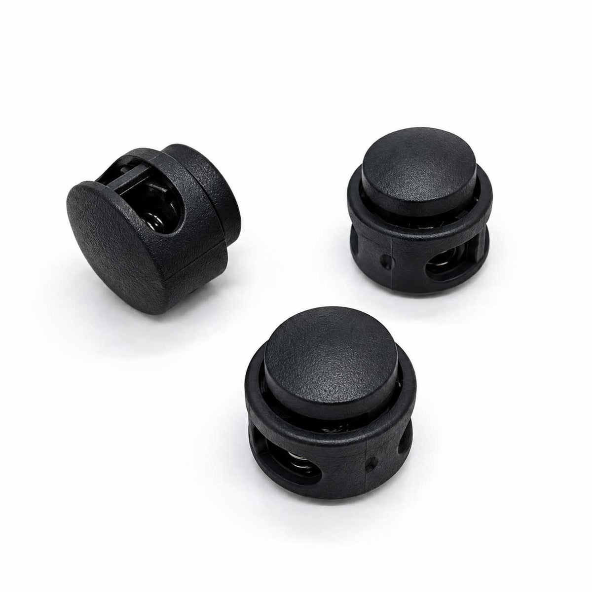 Black Nylon Round Double Hole Cord Lock/Stop (10 Pack) paracordwholesale