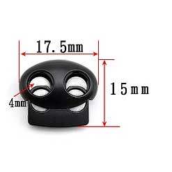 Black Plastic Oval Two Hole Cord Lock/Stop (5 Pack) paracordwholesale