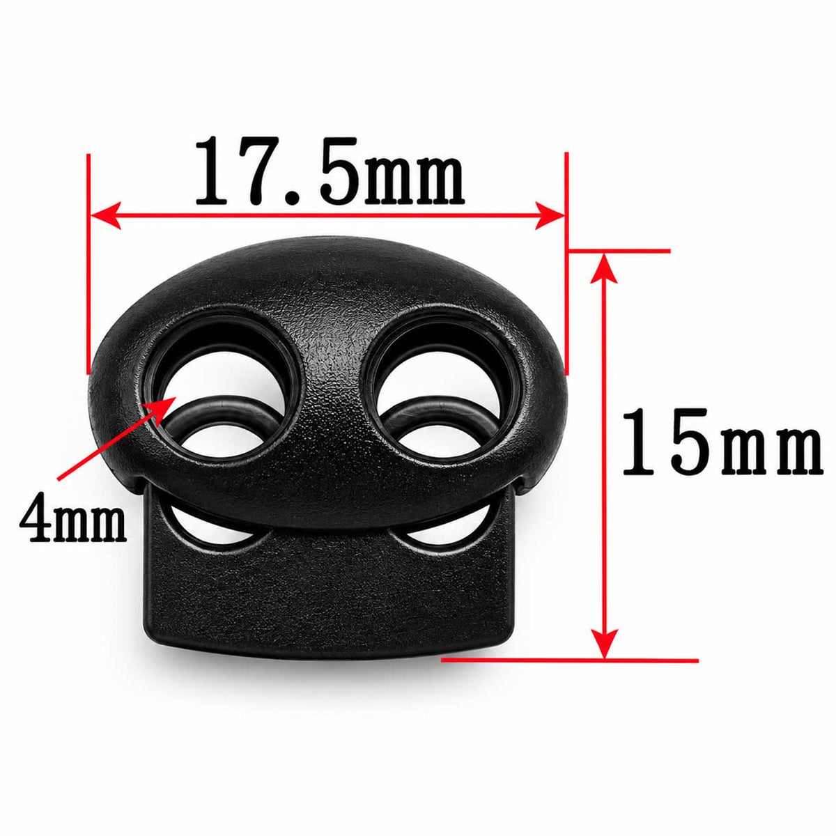 Black Zinc Alloy Oval Two Hole Cord Lock/Stop (5 Pack) paracordwholesale